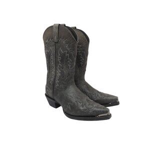 Laredo Men's 10" Cowboy Snip Toe Western Boots Grey Leather Size 9D
